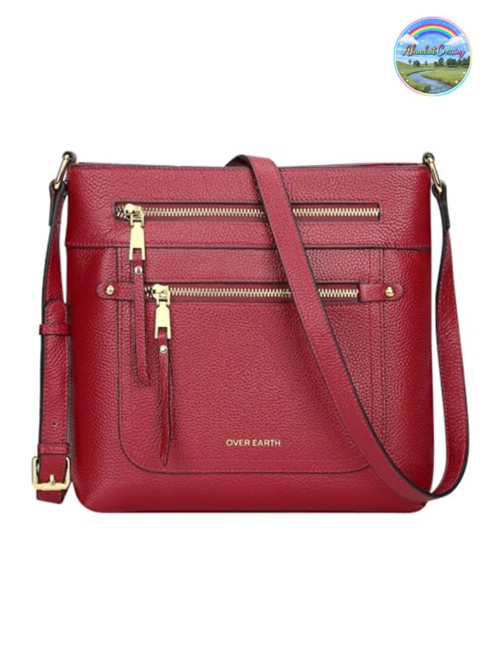 Genuine Leather Crossbody Bag Multi Pocket Purse Adjustable Strap